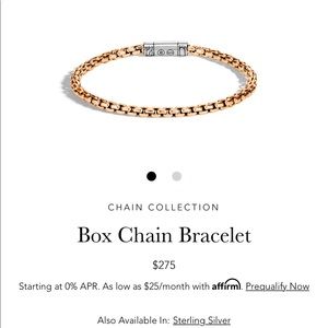 John Hardy Box Chain Bracelet Size S Bronze